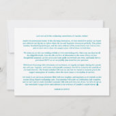 Minimalist Aquamarine Stylish & Fun Wedding Photo  セーブザデート (裏面)