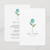 Minimalist Aquamarine Tulip 招待状 (正面/裏面)