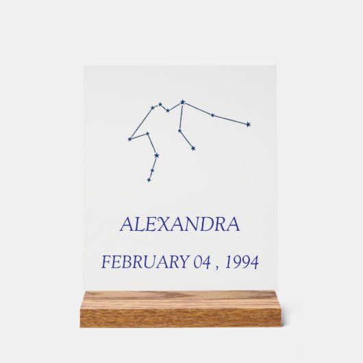 Minimalist Aquarius Constellation Acrylic Sign - P アクリルサイン (正面)