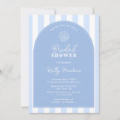 Minimalist Arch Blue & White Beachy Bridal Shower 招待状 (正面)