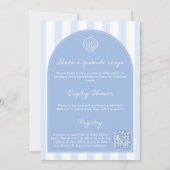 Minimalist Arch Blue & White Beachy Bridal Shower 招待状 (裏面)