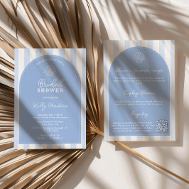 Minimalist Arch Blue & White Beachy Bridal Shower 招待状