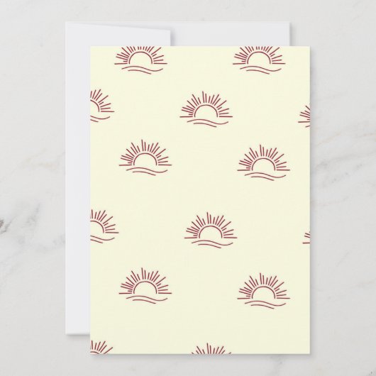 Minimalist Arch Burgundy Boho Sun Wedding 招待状 (裏面)