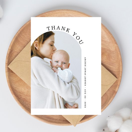 Minimalist Arch Photo Baby Shower Thank You サンキューカード