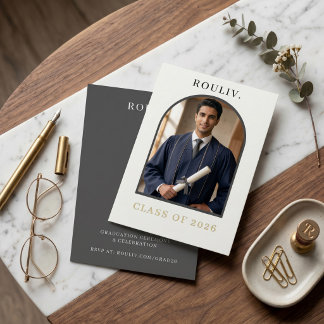 Minimalist Arch Photo Graduation Invite | ROULIV 招待状