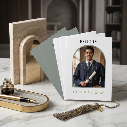 Minimalist Arch Photo Graduation | Stone Grey 招待状