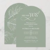 Minimalist Arch She Said Yes Engagement Party 招待状 (正面/裏面)