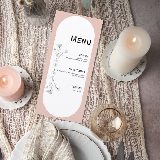 Minimalist Arch Wedding Menu Card メニュー