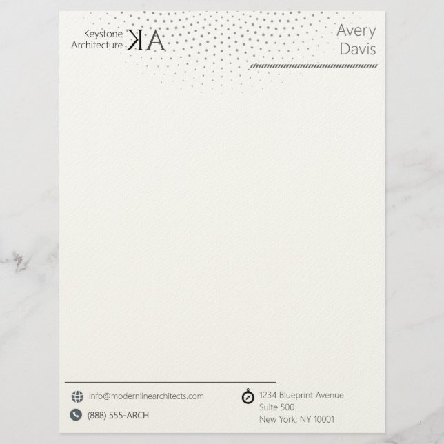 Minimalist Architect Firm | モダンブラック&ホワイト レターヘッド (正面)
