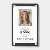 Minimalist Art Deco Black White Photo Logo QR バッジ (正面)