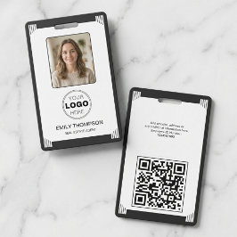 Minimalist Art Deco Black White Photo Logo QR バッジ