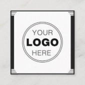 Minimalist Art Deco Black White Square Logo スクエア名刺 (正面)