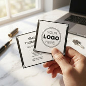 Minimalist Art Deco Black White Square Logo スクエア名刺