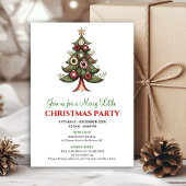 Minimalist artistic Christmas tree holiday invite 招待状