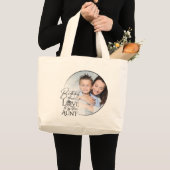 Minimalist Aunt Birthday Typography Photo Frame ラージトートバッグ (正面(商品))