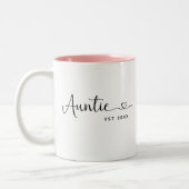 Minimalist Auntie Established Elegant Script ツートーンマグカップ (左)