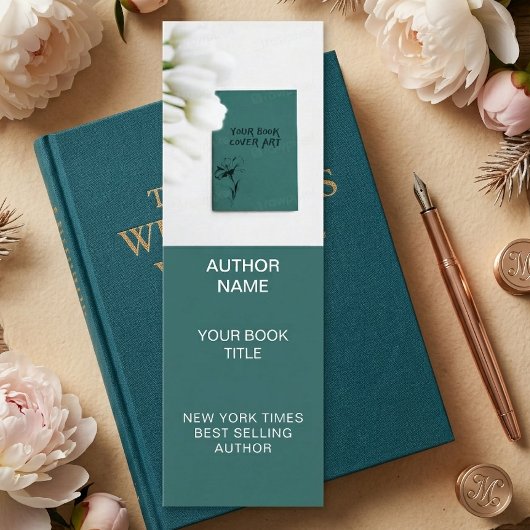 Minimalist Author Bookmark Template with Book Cove スキニー名刺