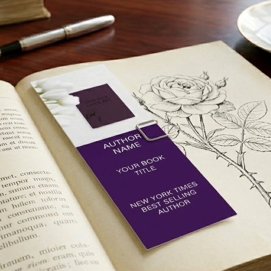 Minimalist Author Bookmark Template with Book Cove スキニー名刺