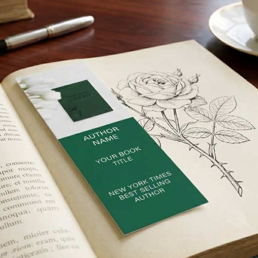 Minimalist Author Bookmark Template with Book Cove スキニー名刺