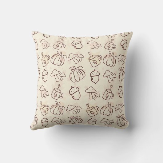 Minimalist Autumn Doodle Pattern Decorative Throw  クッション (裏面)