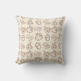 Minimalist Autumn Doodle Pattern Decorative Throw  クッション