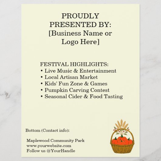 Minimalist Autumn Fall Festival Flyer - Grid Desig チラシ (裏面)