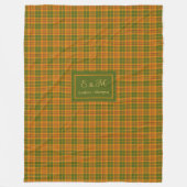 Minimalist Autumn Tartan Blanket Elegant Monogram フリースブランケット (正面)