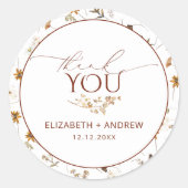 Minimalist Autumn Wildflowers Wedding ラウンドシール (正面)