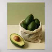 Minimalist Avocado Kitchen Wall Art Poster ポスター (正面)