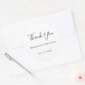 Minimalist B&W Personalized Dated Thank You ラウンドシール (封筒)