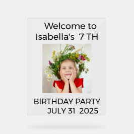 Minimalist Baby Birthday Invitation with Photo アクリルサイン