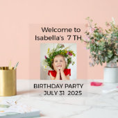 Minimalist Baby Birthday Invitation with Photo アクリルサイン (ウェディング)