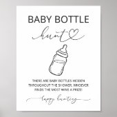 Minimalist Baby Bottle Hunt Baby Shower Game Sign ポスター (正面)