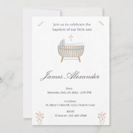 Minimalist Baby Christening Baptism Template 招待状