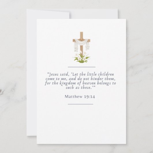 Minimalist Baby Christening Baptism Template 招待状 (裏面)