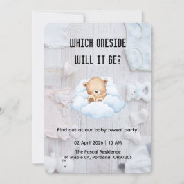 Minimalist Baby Gender Reveal Party Invite 招待状