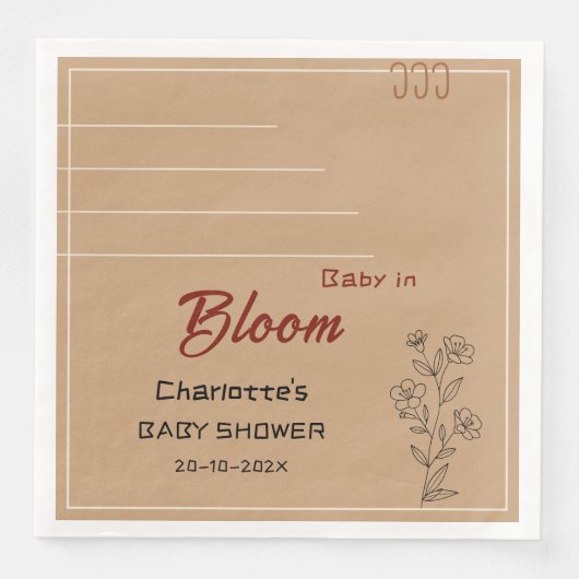 Minimalist Baby In Bloom Wildflower Baby Shower (正面)