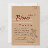 Minimalist Baby In Bloom Wildflower Baby Shower サンキューカード (正面)