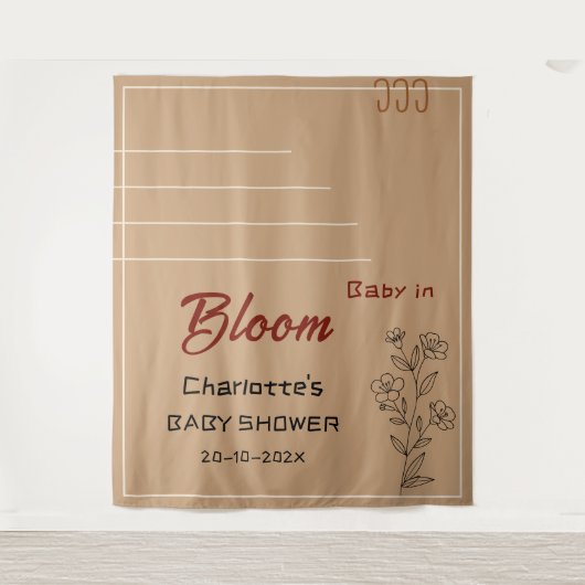 Minimalist Baby In Bloom Wildflower Baby Shower タペストリー (正面)
