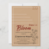 Minimalist Baby In Bloom Wildflower Baby Shower 招待状 (正面)