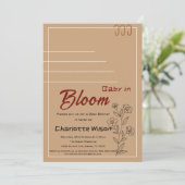 Minimalist Baby In Bloom Wildflower Baby Shower 招待状 (スタンド正面)