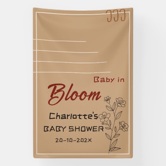 Minimalist Baby In Bloom Wildflower Baby Shower 横断幕 (縦)