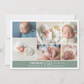 Minimalist Baby Photo Collage Announcement Card 招待状 (正面)