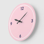 Minimalist Baby Pink & Navy Blue Large Number ラージ壁時計 (傾斜)