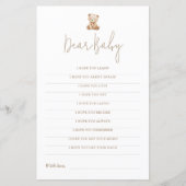 Minimalist Baby Shower Game Dear Baby Wishes Card (正面)