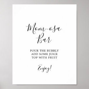 Minimalist Baby Shower Mom-osa Bar Sign ポスター