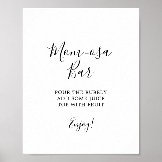 Minimalist Baby Shower Mom-osa Bar Sign ポスター (正面)