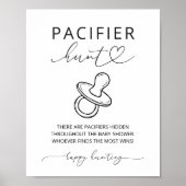 Minimalist Baby Shower Pacifier Hunt Game Sign ポスター (正面)