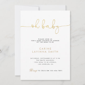 Minimalist Baby shower script modern invitation 招待状