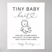 Minimalist Baby Shower Tiny Baby Hunt Game Sign ポスター (正面)